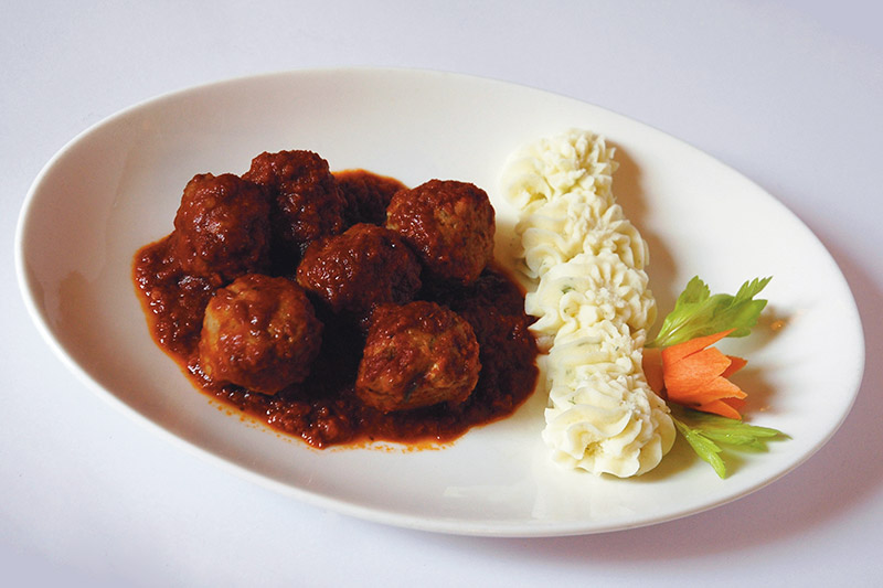 Polpettine al sugo con puré